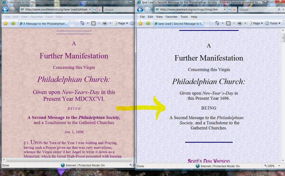 2nd Philadel. Msg title page comparison