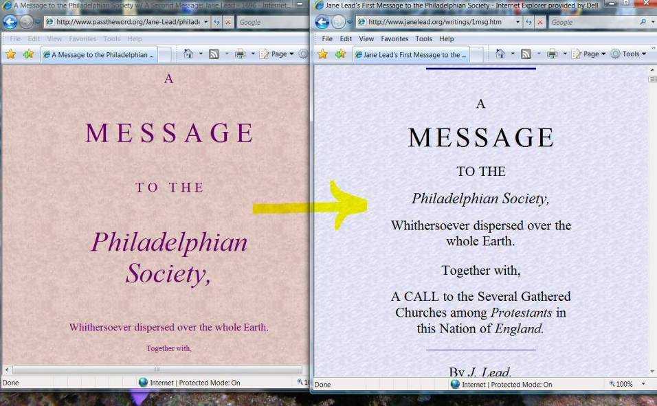 1st Philadel.Msg title page comparison